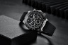 Часы PAGANI DESIGN Мужские кварцевые, водонепроницаемые до 100 м, спортивные часы с роскошным сапфировым стеклом и резиновым ремешком, мужские часы с хронографом Silver black