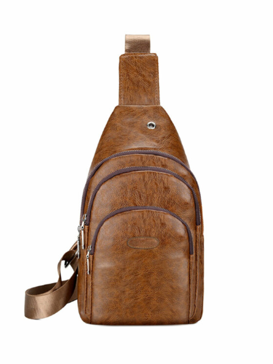 Однолямочный кожаный рюкзак Rotekors Gear RG6021-1 Светло-Коричневый